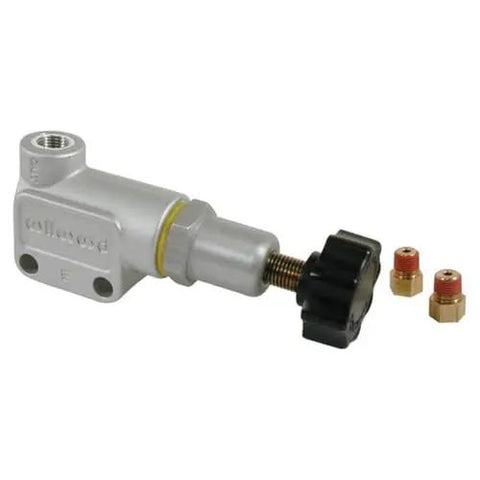 Heavy Duty Adjustable Brake Proportioning Valve Knob with polished silver trim and fitting, for precise brake bias adjustment.