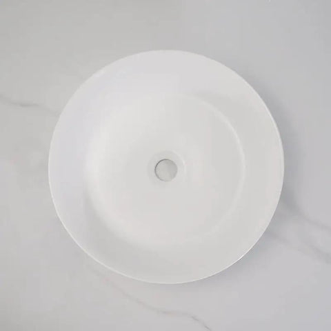 USZWBY Vessel Sinks Bathroom Vessel Sink European Style Light Luxury Round White Wash Basin Countertop Bathroom Bowl Sink from above.