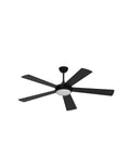 52 Inch Wood Ceiling Fan With Light And Remote Cool Five Blade Design Six Speed Levels LED Dimmable Reversible Motor Black Finish
