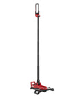 Compact Collapsible Tower Work Light With Foot Pedal Switch Hella Bright 12v And 20v Compatible Battery Power Tool Setup For Job Sites, tall black and red pole lamp.