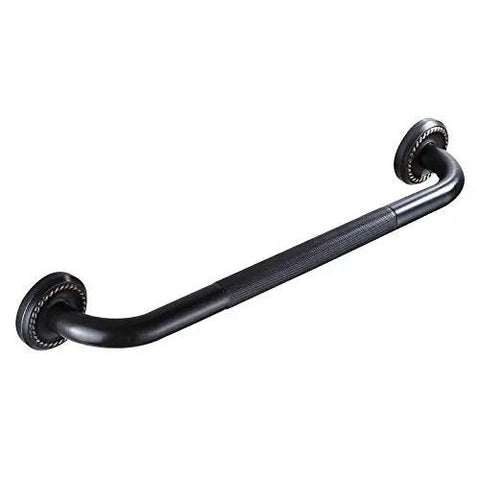 Rock Solid 12 Inch Grab Bar Hella Secure Non Slip Handle Oil Rubbed Bronze Heavy Duty Safety Support Rail For Tub And Walk In Shower Bathroom viewed from a side angle.