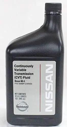 Nissan CVT NS3 Fluid bottle, labeled for smooth shifts and low friction with OEM quality for Nissan and Infiniti cars.
