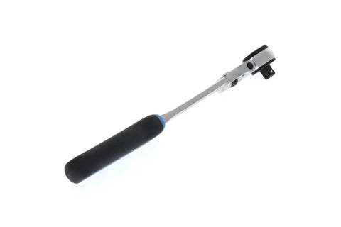 Auto Repair Swivel Head Reversible Ratchet With Three Eighths Inch Drive, visible handle and head, angled view