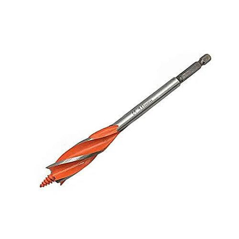 Boxonly wood drill bit, 12 mm diameter, 165 mm length, orange-painted spiral flute, high-carbon steel.