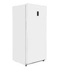 Spacious 33 Inch Convertible Upright Freezer And Refrigerator With 20 Point 2 Cubic Feet Stash Room Exterior Control Panel Garage Ready Build Energy Star Certified White Finish To Keep Goods Frosty side view of white freezer