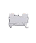 Side view of No Fuss Push In Din Rail Terminal Block Screwless 2.5mm PT Type With Cover End Stop Jumper 50 Pack, PA66 housing visible.