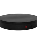 Large Programmable Electric Rotating Platform For Pro Photography And 3D Scanning With Bluetooth And Usb Control Api Ready Custom Workflow Built Different Studio Setup Lazy Susan Display Stand in black with power button