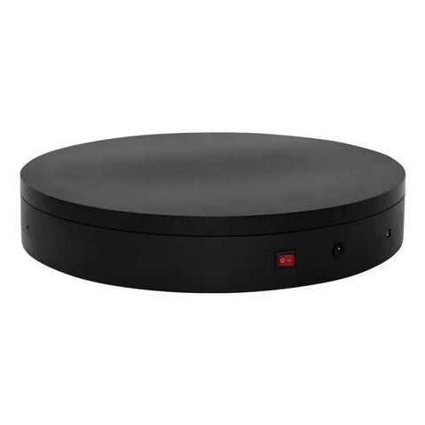 Large Programmable Electric Rotating Platform For Pro Photography And 3D Scanning With Bluetooth And Usb Control Api Ready Custom Workflow Built Different Studio Setup Lazy Susan Display Stand in black with power button