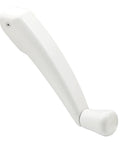 Side view of Folding Crank Window Handle For 11/32 Inch Spindle Casement And Awning Operators with white finish, folded position.