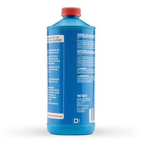 Side view of Hydraulic Stop Leak 32 oz bottle, restores dried and cracked rubber seals, stops leaks in hydraulic systems.