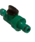 12 Pack Heavy Duty Quick Fix Double Male Hose Fittings With Integrated Shut Off Valve Connector For 12mm Standard Garden Tubing green plastic valve with shut off.