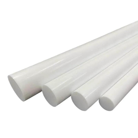 White PTFE Round Rod, 500mm Length, F4 Round Bar, Solid Round Plastic Rod for precision in high temp wear resistant applications
