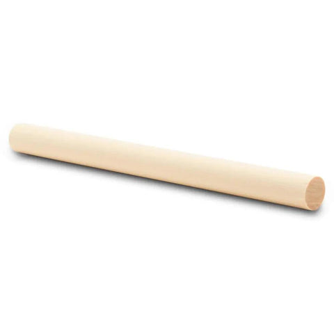 Premium Pre Sanded Wood Dowel Rods Half Inch By 6 Inches 25 Piece Pack Of Genuine Unfinished Hardwood Sticks on white background.