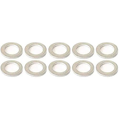 Image of Honda 94109-14000 Engine Drain Plug Washer 14mm 10 Pack OEM Made in Japan crush gasket washers displayed in two rows.