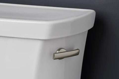 Wellworth Highline Trip Lever for Two Piece Toilets Matte Black Left or Right Hand Compatible with K4467 K4841 K4468 Durable Metal Construction Resists Tarnish Coordinates With Wellworth Collection on white toilet tank