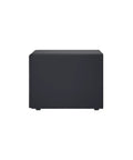 Plug And Play 4 Bay USB C Direct Attached Storage Box Featuring Hardware RAID For 3.5 Inch SATA Drives side view in sleek black finish.