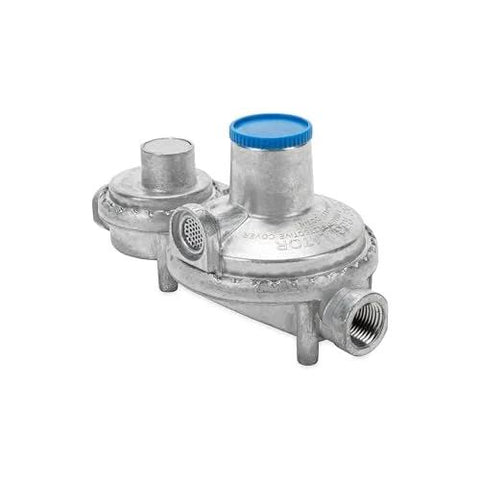 RV two-stage propane regulator with NPT fittings and dual-stage regulation for consistent gas flow in RVs and trailers.