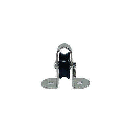Front view of Marine 1/4 Inch Surface Mount Pulley Block With Nylon Sheave And Stainless Steel T304 For Boat Deck Rigging, showing sheave detail.