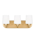 Windom Three Light Bath Vanity Sporting A Killer Satin Brass Finish With Etched White Glass for stylish bathroom lighting