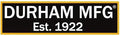 Logo of Durham MFG, established in 1922, on a black background with white and yellow lettering.