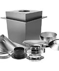 Heavy Gauge Metal Chimney Kit For Vertical Install With Triple Wall Insulation components including pipes and connectors.
