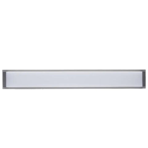 Front view of Metro 37In LED Energy Star Bathroom Vanity And Wall Light 3000K Brushed Nickel with white diffuser and aluminum frame.