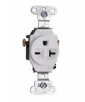 Top Shelf Heavy Duty Nema 6 20 R Receptacle Pack Of Fifty For 240 Volt AC Plugs And Workshop Gear Solid White Commercial Grade Outlet