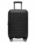 Traveler's Choice Pagosa hardshell carry-on luggage with spinner wheels, black, 22-inch front view