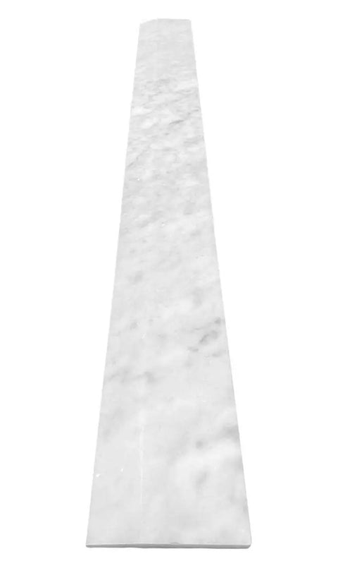 Carrara White Marble Threshold Tile With High Bevel For Hollywood Doorway Dope Look 4x36 Inch Polished Saddle Floor Transition Tile Grey Vein Marble Finish Premium Home Upgrade, angled view