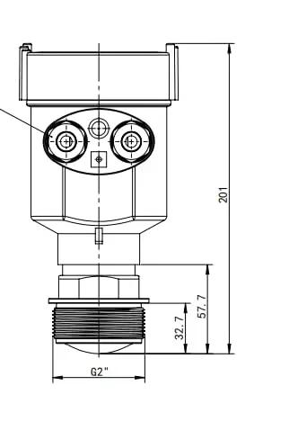Technical drawing of 80 GHz Radar Level Transmitter For Wastewater And Oil Tanks Non Contact Level Measurement With Narrow Beam High Accuracy