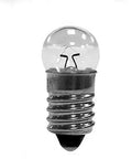 10x E10 Miniature Screw Base Light Bulbs 6V 0.3A Warm Yellow Pilot Lamps showing a single bulb with clear glass and screw base.