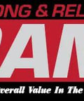 RAM logo with text 'Strong & Reliable. The Best Overall Value In The Industry' in black, white, and red colors on a black background.