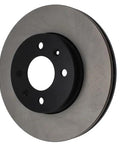 Front view of Centric Premium front brake rotor with black center hub and four mounting holes