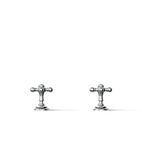 Artifacts Deck Mount Bath Faucet Handle Trim With Cross Design Polished Chrome Finish Dual Cross Lever Handles For Hot And Cold Water