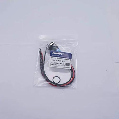 Packaged 16mm Raised Speaker Horn Momentary Push Button Switch With 12V Blue LED Light Black Stainless Steel Shell 1NO 1NC SPDT Prewired