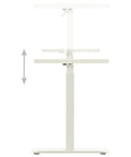 Slick Hand Crank Standing Desk Frame With Smooth Height Adjustment Setup, white frame showing adjustable height feature.