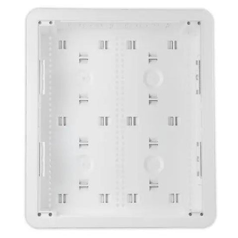 17 Inch white recessed in wall media box for smooth hassle free cable management and neat home theater storage.