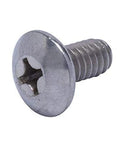 Side view of stainless steel truss-head Phillips machine screw, 1/4-20 UNC, 1/2 in long
