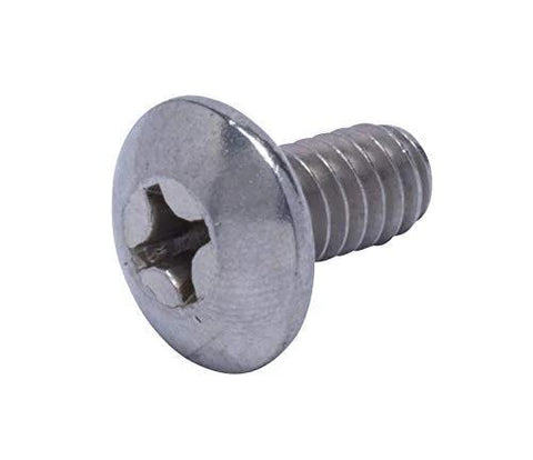 Side view of stainless steel truss-head Phillips machine screw, 1/4-20 UNC, 1/2 in long