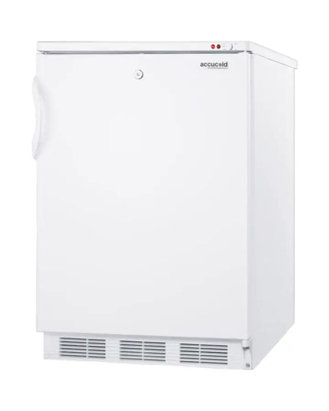Built Tough Undercounter Freezer, 3.5 Cubic Foot Commercial Storage, white finish, front view, heavy duty design.
