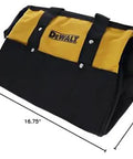15 Inch Medium Heavy Duty Contractor Tool Bag With Zippered Closure, 6 External Pockets, Durable Nylon, Plastic Skids On Bottom