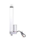 Built Tough 12V DC Electric Linear Actuator With Eight Inch Stroke And Three Hundred Newton Load Racing At One Point Two Inches Per Second, side view. 12V, aluminum.