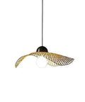 Top Shelf Handcrafted Rattan Pendant Lamp Featuring Laid Back Industrial Farmhouse Style Easy Ceiling Hang For Corridor Terrace Or Living Area Crafts Serious Cozy Ambiance in black and gold, showcasing unique curved design.