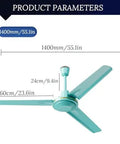 Heavy Duty 1200Mm Three Blade Metal Ceiling Fan With Low Decibel Operation For Indoor Or Outdoor Hangouts, 1400mm size illustrated.