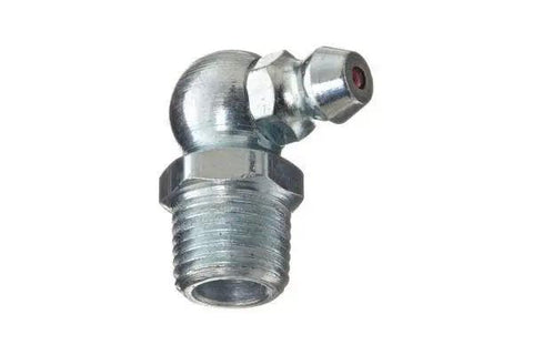 Metric Grease Fittings Set, 60 Piece Pack For Your Rig, M6 X 1 Straight And 90 Degree Angles, Silver finish fitting close-up