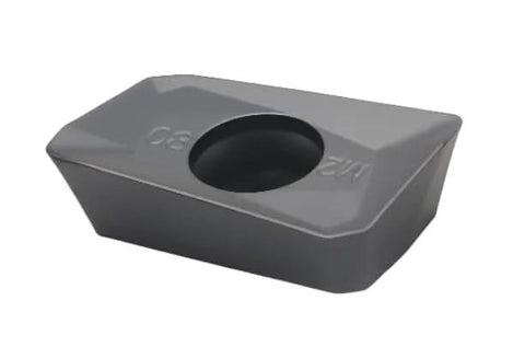 Gray rectangular carbide insert block with central round bore for CNC milling tools