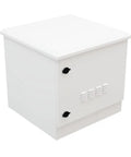 Heavy Duty 9U Outdoor Network Cabinet Floor Mount With Smart Fan Cooling Auto Temp Control IP66 Rated Weatherproof Unit Pre Assembled for zero hassle installation, white steel enclosure.