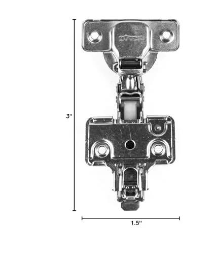 Two Pack Frameless Cabinet Hinges With No Squeak Soft Close, 90 Degree Restricted Opening, 6 Way 3 Cam Adjustment, front view