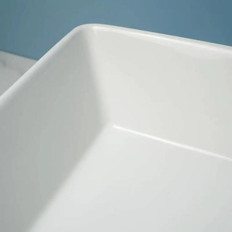 Close-up of USZWBY Vessel Sinks Bathroom Vessel Sink Modern Simple Balcony Ceramic Single Basin showing smooth corners.