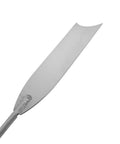 Close-up of high carbon steel blade of Asparagus Knife And Weeding Tool, 25 Inch Total Length, 1.5 Inches Wide By 5.5 Inches